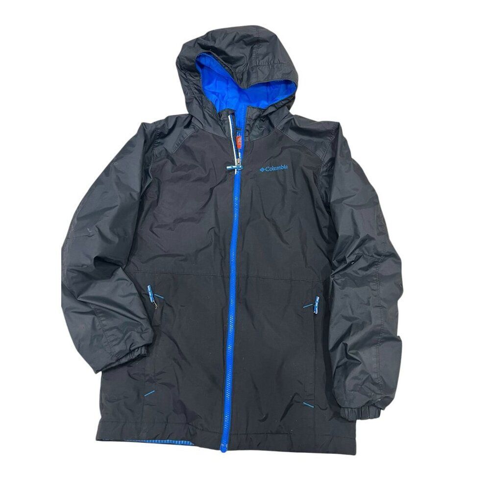 Columbia Boys Thermal Coil Black Coat Jacket Size L Hooded